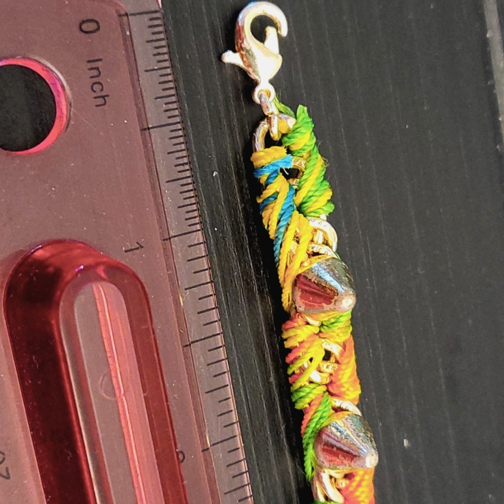 ASOS stud braided bracelet neon gold studd hand made coachella - Picture 3 of 4